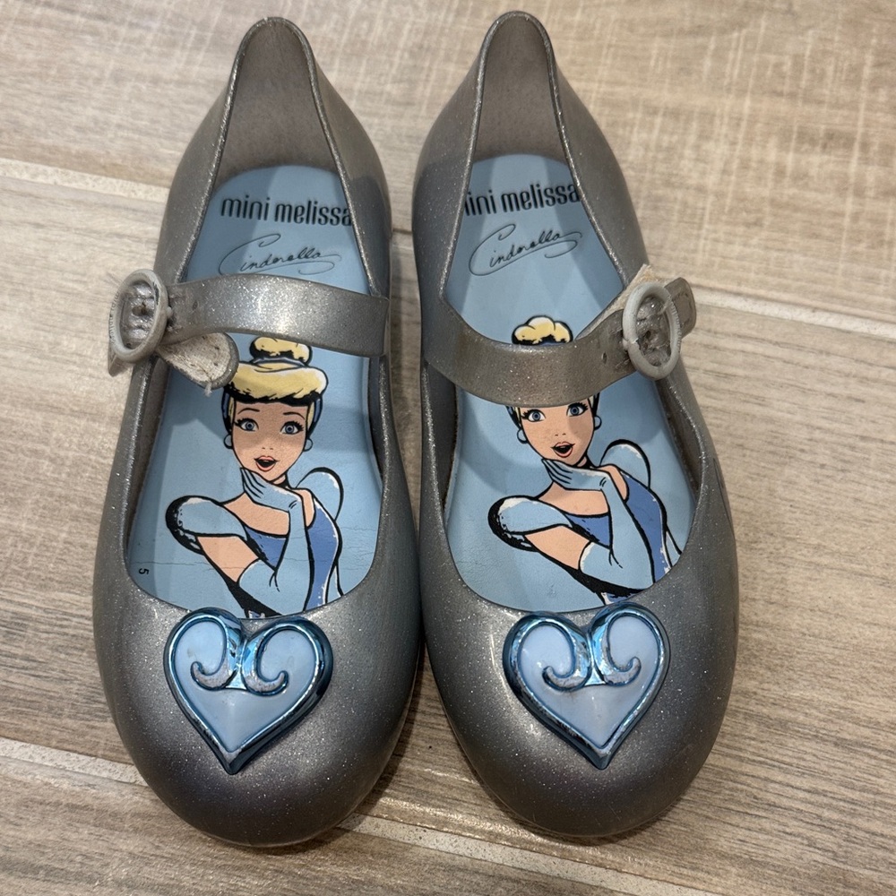 Mini Melissa Metallic Gray Cinderella Dress Shoes